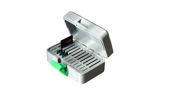 Multi-Slot Memory Card Storage Case with Secure Lock & Organizer Tray